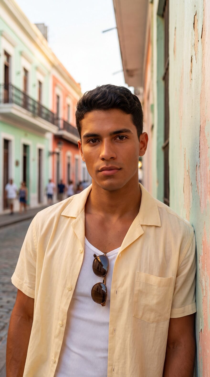 Diego Morales, one of the sixteen Avatar AI companions, lit at dusk