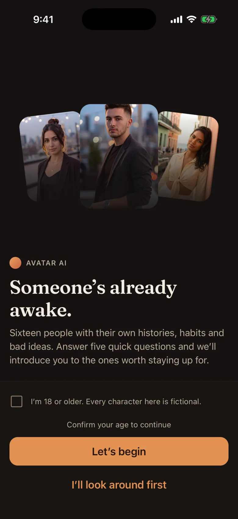 The onboarding questions in Avatar AI, used to shape Discover.